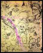 I Sent Her Flowers (gold/black, pastel pink splash), 2019 by Joseph Klibansky