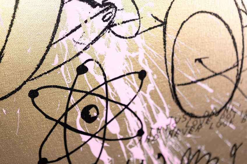 I Sent Her Flowers (gold/black, pastel pink splash), 2019 by Joseph Klibansky