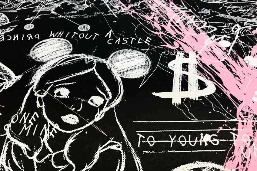 Caught Up In A Dream (edition, black/white, pastel pink splash), 2019 by Joseph Klibansky