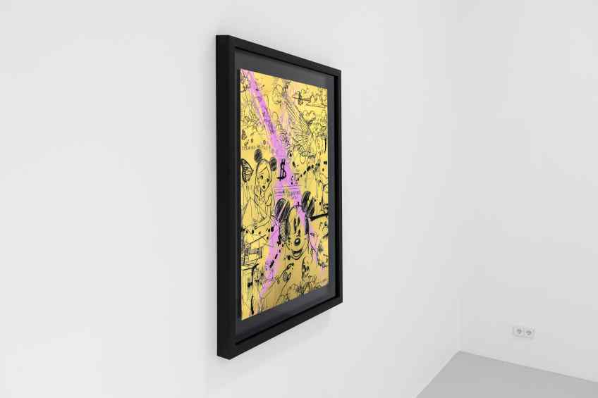 Caught Up In A Dream (edition, gold/black, pastel pink splash), 2019 by Joseph Klibansky