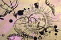 Villains In My Head (small 1, gold, pastal pink splash/black), 2019 by Joseph Klibansky