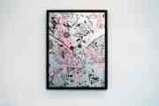 Villains In My Head (small 1, silver, pastal pink and turquoise splash/black), 2019 by Joseph Klibansky