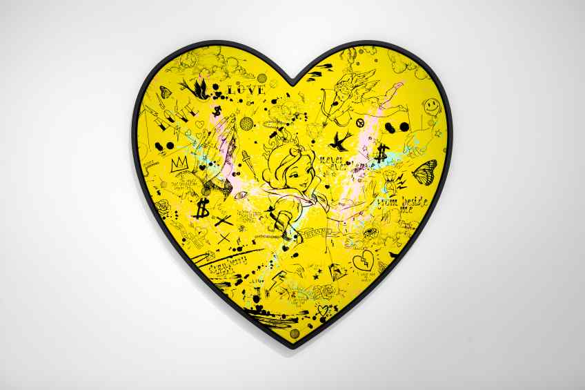 My Heart Is Yours (yellow/black, pink and turquoise splash), 2019 by Joseph Klibansky
