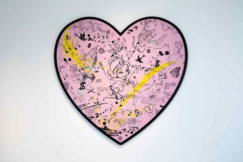 My Heart Is Yours (pink/black, yellow and turquoise splash), 2019 by Joseph Klibansky
