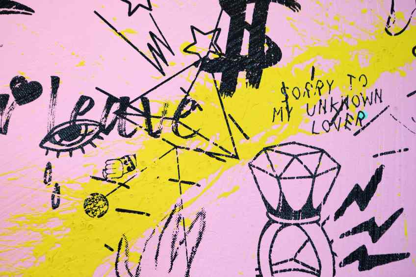 My Heart Is Yours (pink/black, yellow and turquoise splash), 2019 by Joseph Klibansky