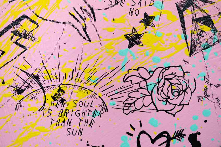 My Heart Is Yours (pink/black, yellow and turquoise splash), 2019 by Joseph Klibansky