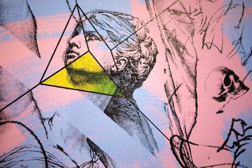 Apple of my Eye (pink, lilac/black, fluorescent yellow), 2016 by Joseph Klibansky