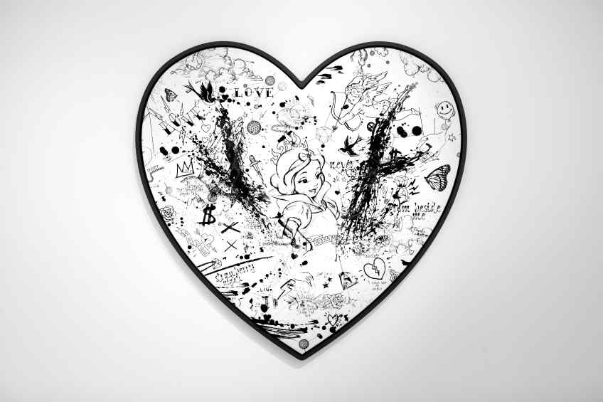 My Heart Is Yours (white/black, black splash, diamond dust), 2019 by Joseph Klibansky