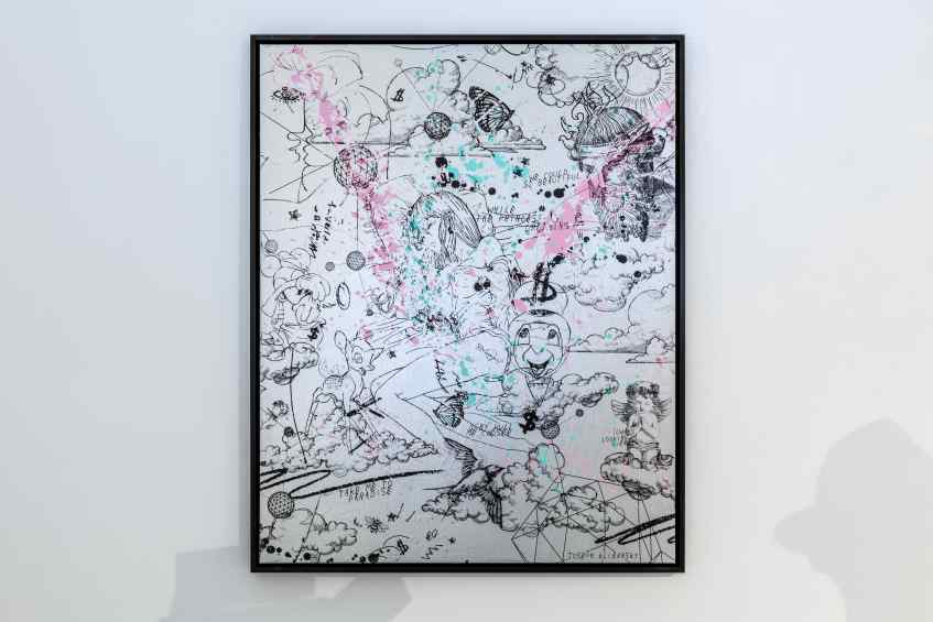 Take Me To Paradise (silver/black, pastel pink and turquoise splash), 2019 by Joseph Klibansky