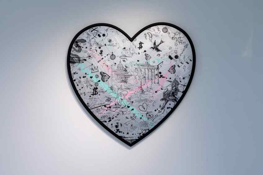 Take Me To Neverland (silver/black, pastel pink and turquoise splash), 2019 by Joseph Klibansky
