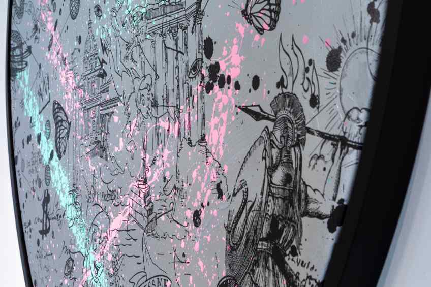 Take Me To Neverland (silver/black, pastel pink and turquoise splash), 2019 by Joseph Klibansky