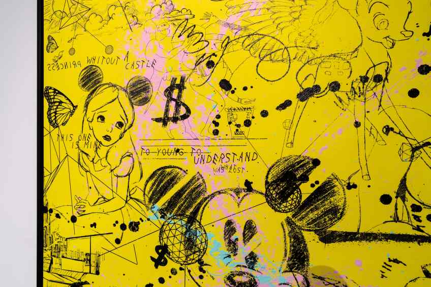 Caught Up In A Dream (yellow/black, pastel pink and turquoise splash), 2019 by Joseph Klibansky