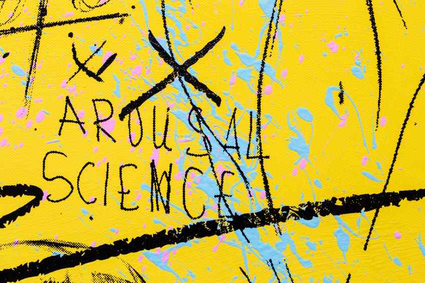Love Potions Won’t Save This One (yellow/black, pastel pink and turquoise splash), 2019 by Joseph Klibansky