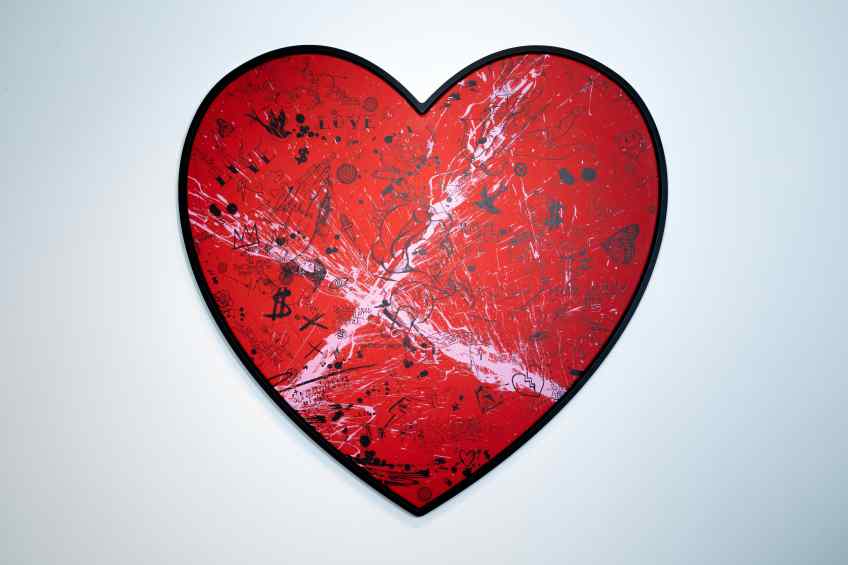 My Heart Is Yours (red/black, pink splash), 2020 by Joseph Klibansky
