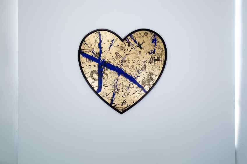 She Came To Break Hearts (gold/black, ultramarine blue splash), 2020 by Joseph Klibansky