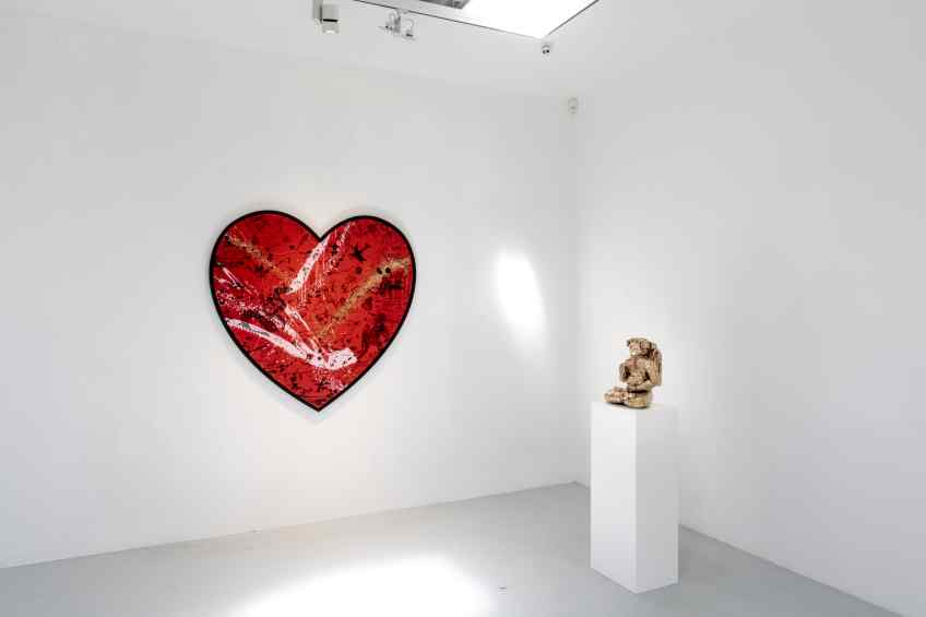 She Came To Break Hearts (red/black, pink and gold splash), 2020 by Joseph Klibansky