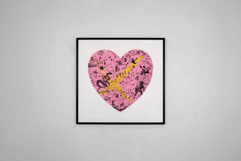 She Came To Break Hearts (edition, pink/black, gold splash), 2020 by Joseph Klibansky