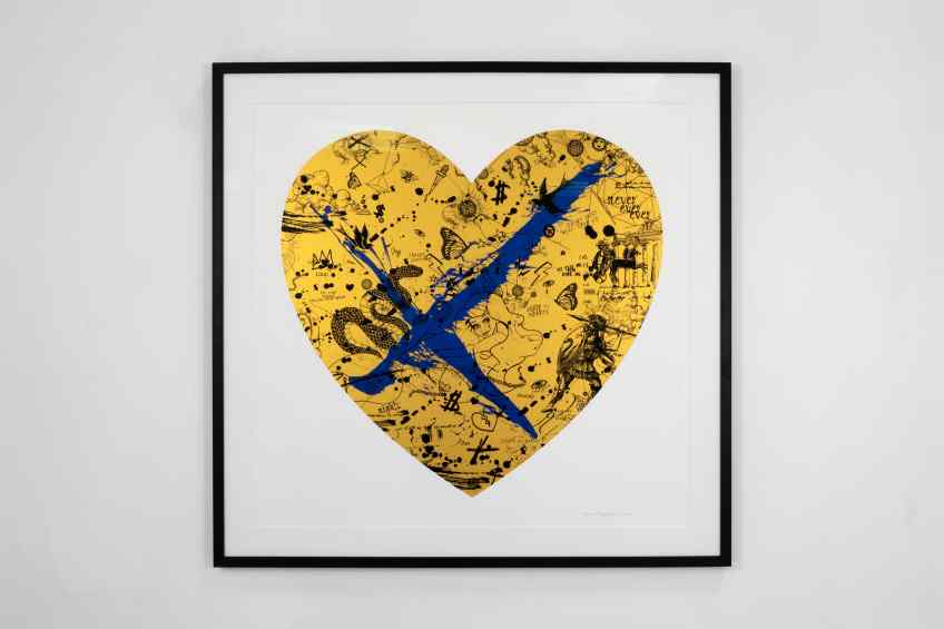 She Came To Break Hearts (edition, gold/black, ultramarine blue splash), 2020 by Joseph Klibansky