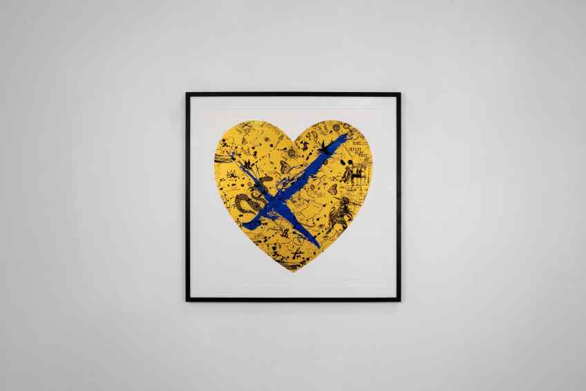 She Came To Break Hearts (edition, gold/black, ultramarine blue splash), 2020 by Joseph Klibansky