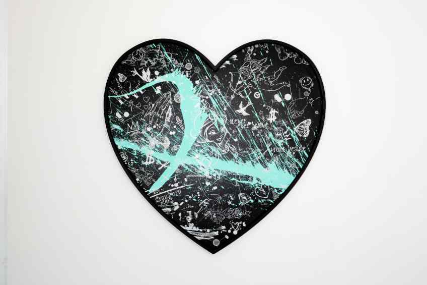 My Heart Is Yours (black/white, pastel green splash), 2020 by Joseph Klibansky