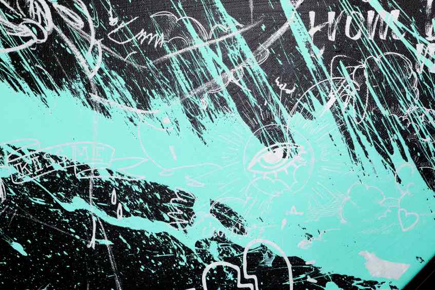 My Heart Is Yours (black/white, pastel green splash), 2020 by Joseph Klibansky