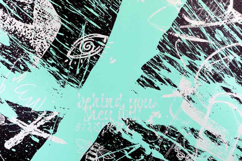 My Heart Is Yours (black/white, pastel green splash), 2020 by Joseph Klibansky