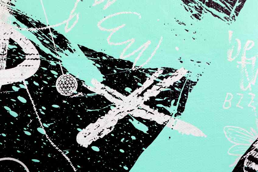 My Heart Is Yours (black/white, pastel green splash), 2020 by Joseph Klibansky