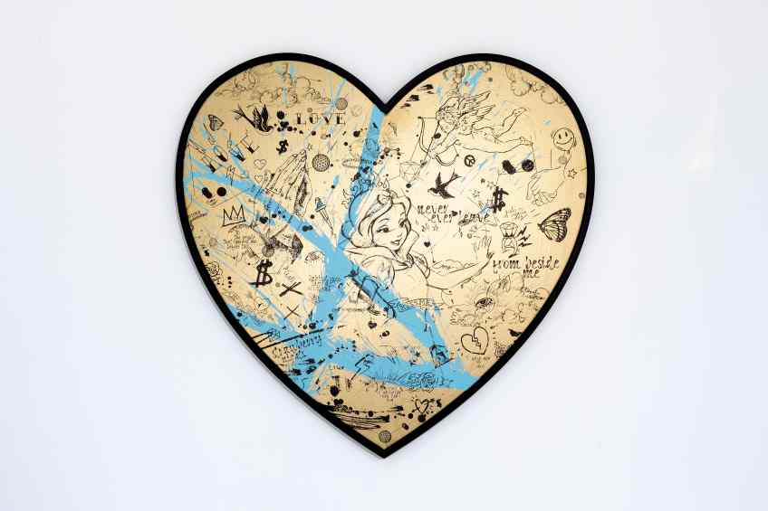 My Heart Is Yours (gold/black, pastel green splash), 2020 by Joseph Klibansky