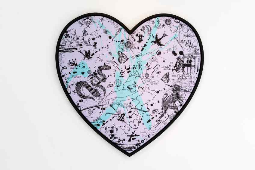 She Came To Break Hearts (lilac/black, turquoise splash), 2020 by Joseph Klibansky