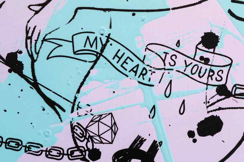 She Came To Break Hearts (lilac/black, turquoise splash), 2020 by Joseph Klibansky