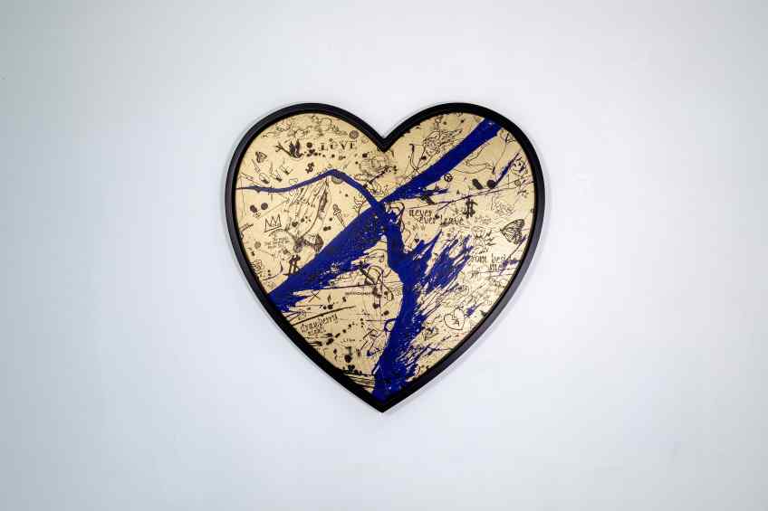 My Heart Is Yours (gold/black, ultramarine blue splash), 2020 by Joseph Klibansky