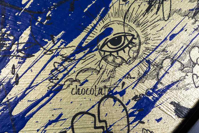 My Heart Is Yours (gold/black, ultramarine blue splash), 2020 by Joseph Klibansky