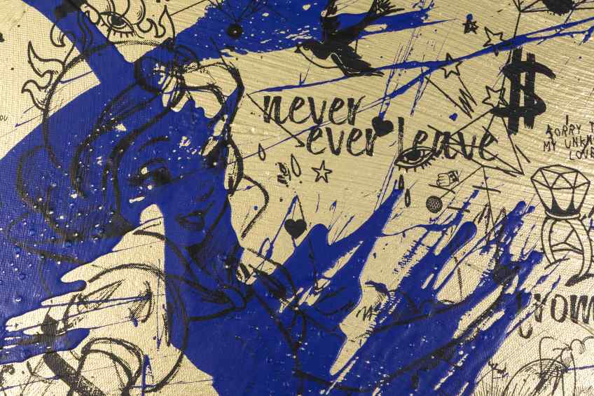 My Heart Is Yours (gold/black, ultramarine blue splash), 2020 by Joseph Klibansky