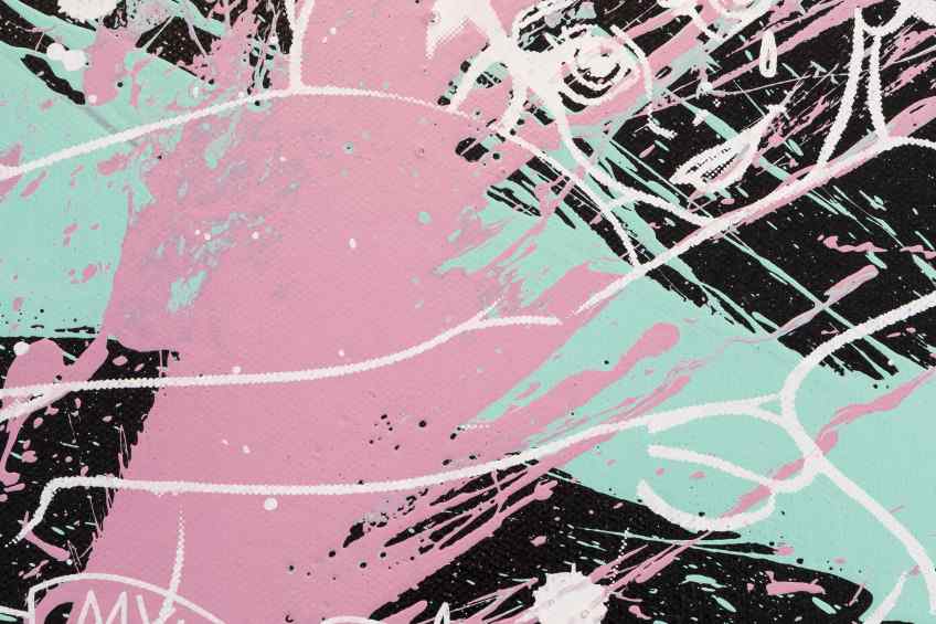 She Came To Break Hearts (black/white, pastel pink and turquoise splash), 2020 by Joseph Klibansky
