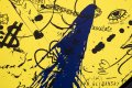 She Came To Break Hearts (yellow/black, ultramarine blue splash), 2020 by Joseph Klibansky
