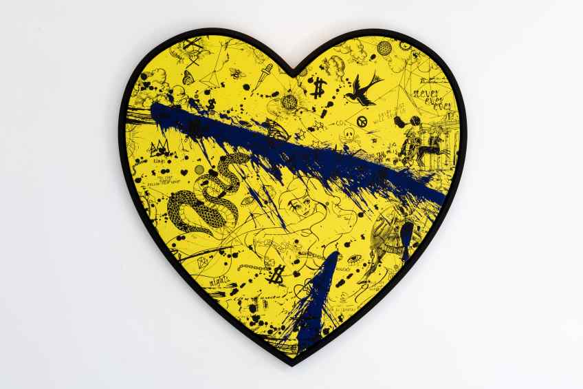 She Came To Break Hearts (yellow/black, ultramarine blue splash), 2020 by Joseph Klibansky