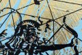 Behind the Clouds (gold/black, light blue splash), 2020 by Joseph Klibansky
