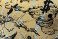 Behind the Clouds (gold/black, light blue splash), 2020 by Joseph Klibansky