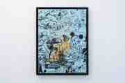 Behind the Clouds (light blue/black, gold splash), 2020 by Joseph Klibansky