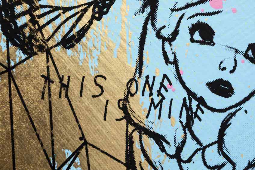 Behind the Clouds (light blue/black, gold splash), 2020 by Joseph Klibansky