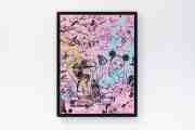 Behind the Clouds (pink/black, light blue and gold splash), 2020 by Joseph Klibansky