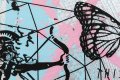Behind the Clouds (silver/black, light blue and pastel pink splash) I, 2020 by Joseph Klibansky