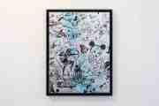 Behind the Clouds (silver/black, light blue and pastel pink splash) I, 2020 by Joseph Klibansky