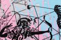 Behind the Clouds (silver/black, light blue and pastel pink splash) II, 2020 by Joseph Klibansky