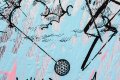 Behind the Clouds (silver/black, light blue and pastel pink splash) II, 2020 by Joseph Klibansky