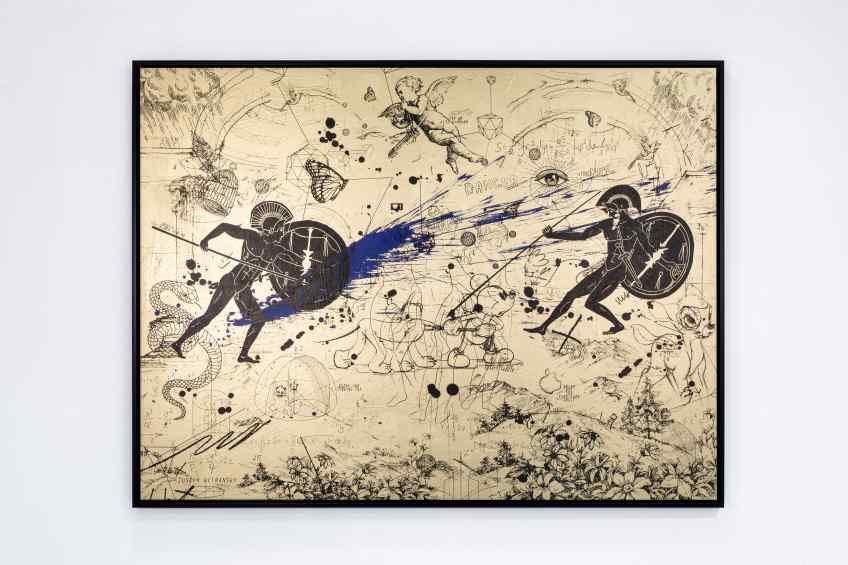Can We Kiss Forever (gold/black, ultramarine splash), 2020 by Joseph Klibansky