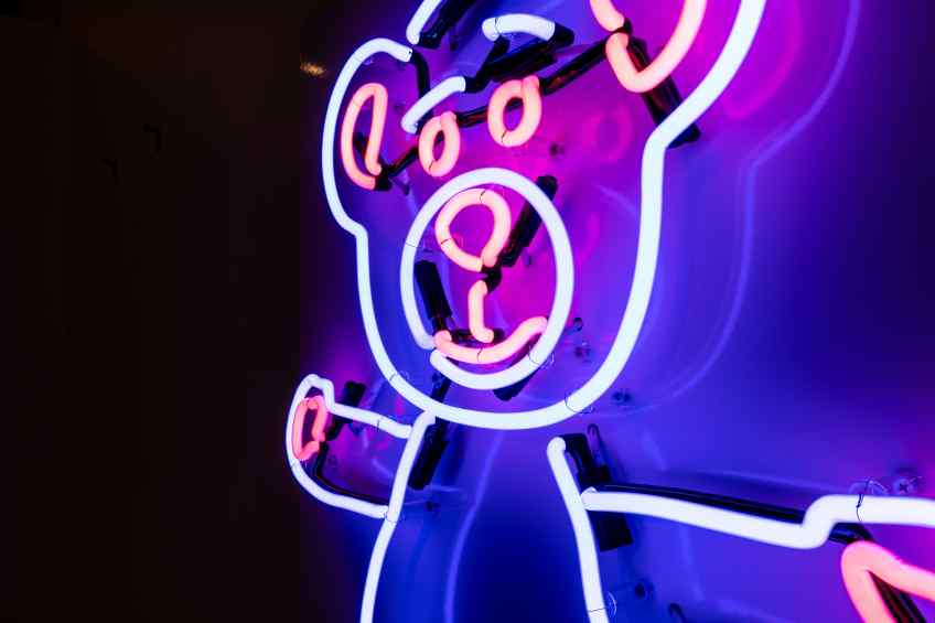 Neon Bare Hug (ocean blue, radiant pink), 2020 by Joseph Klibansky
