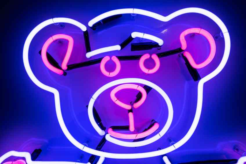 Neon Bare Hug (ocean blue, radiant pink), 2020 by Joseph Klibansky