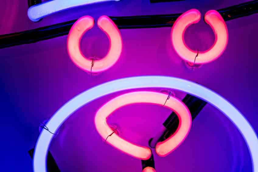 Neon Bare Hug (ocean blue, radiant pink), 2020 by Joseph Klibansky
