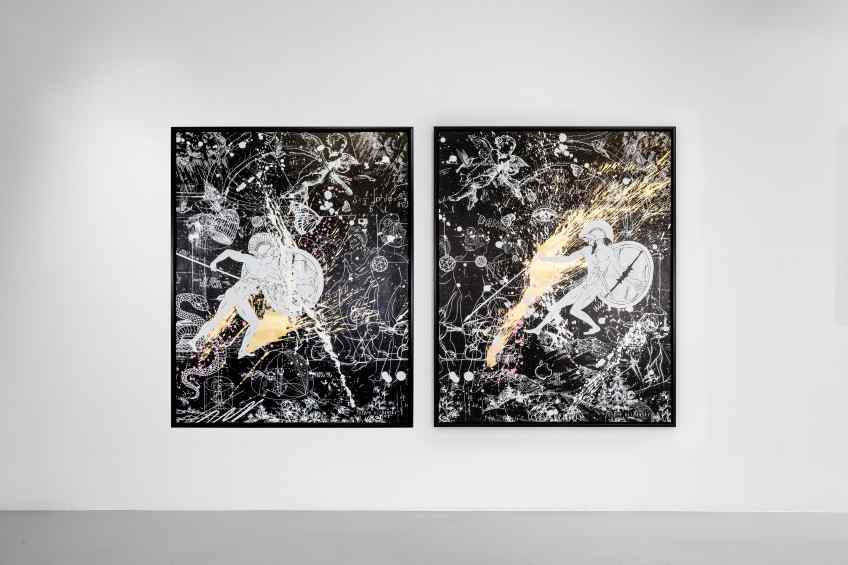 Forever Mine (black/white, gold, pink and white splash), 2020 by Joseph Klibansky